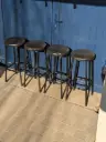 Set of 4 Black Leather Stools