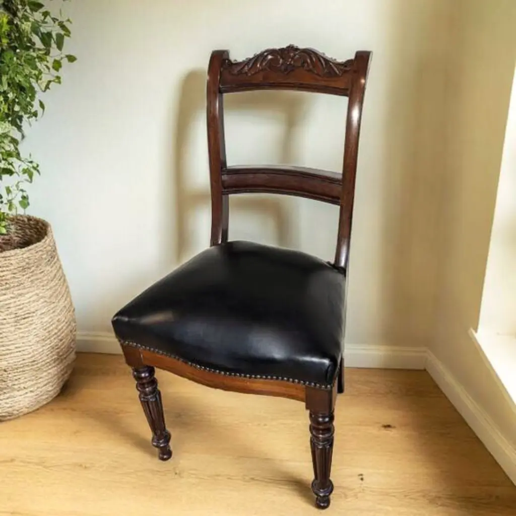 Set of 3 Chairs Black Leather